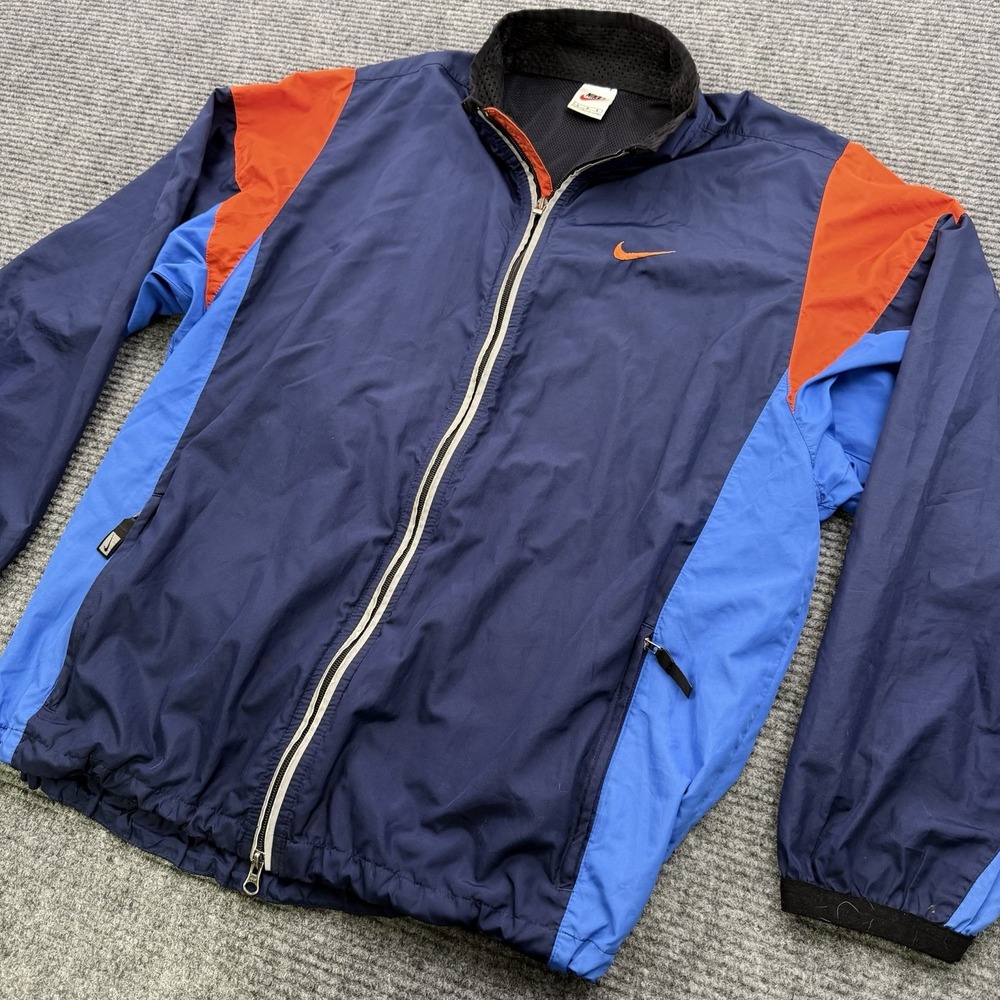 Vintage Nike Windbreaker‎ Jacket Men's Large Full Zip Color Block Vented Blue